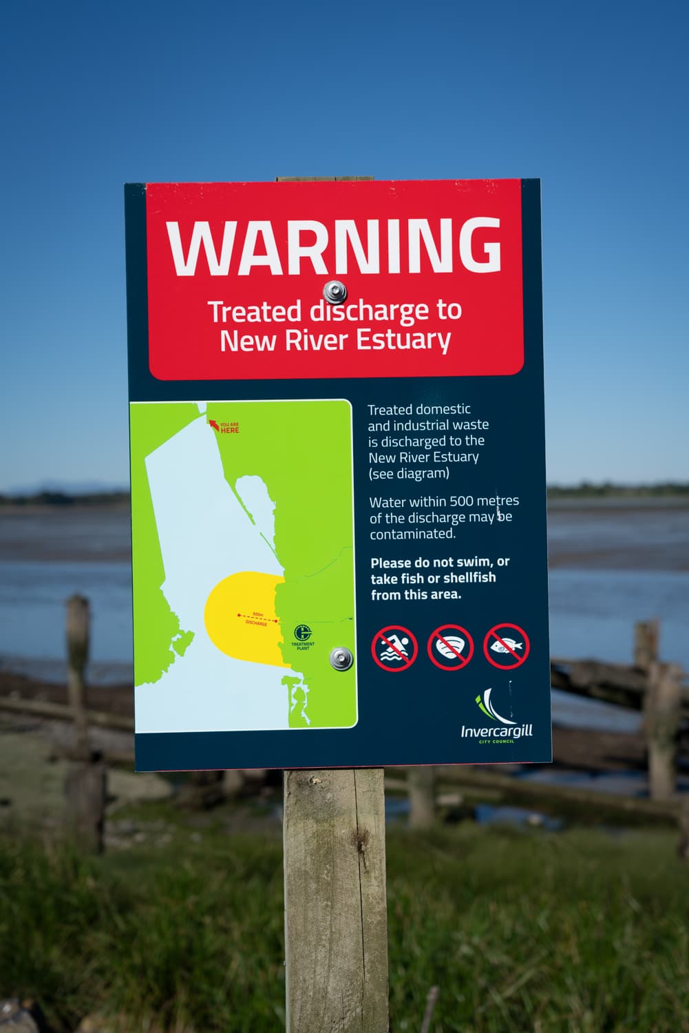 Toxic water warning sign
